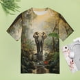 thumbnail image 4 of Colorful Elephant Flower Womens Tops Women's Fashion Casual Short Sleeve Flower Print Round Neck Pullover Top Blouse, 4 of 6