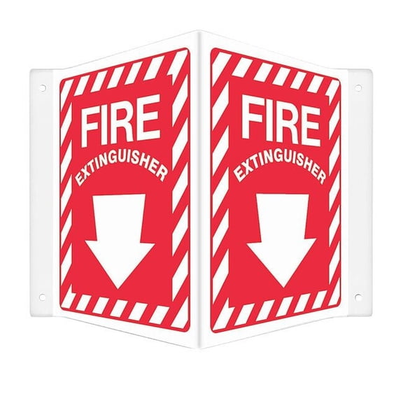 High Visibility Safety Sign, 12 in Height, 14 in Width, PETG, V-Shape Projection, English