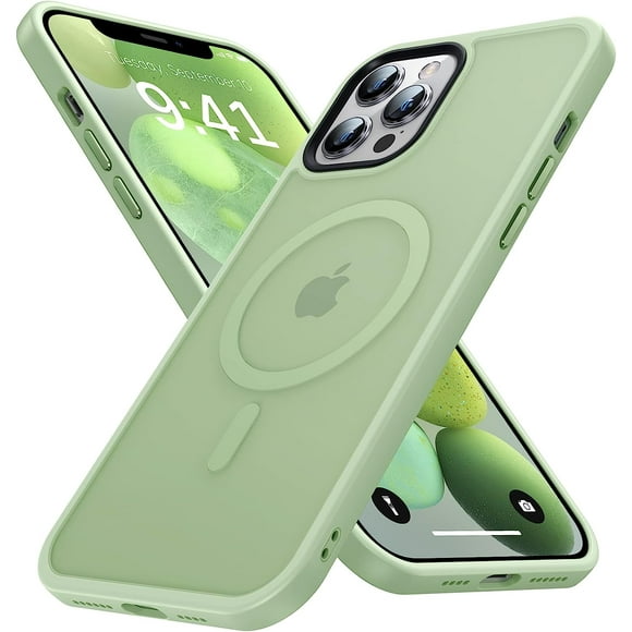 Funda magnética para iPhone 12 Pro Max [Compatible con Magsafe] [Protección contra caídas de grado militar] Funda protectora translúcida mate delgada a prueba de golpes para iPhone 12 Pro Max, verde