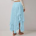 thumbnail image 3 of Women's Skirt Fashion Solid Color Elastic Waist Skirts Ethnic Style Lace Retro Irregular Half Jupes Mujer Holiday Streetwear, 3 of 7
