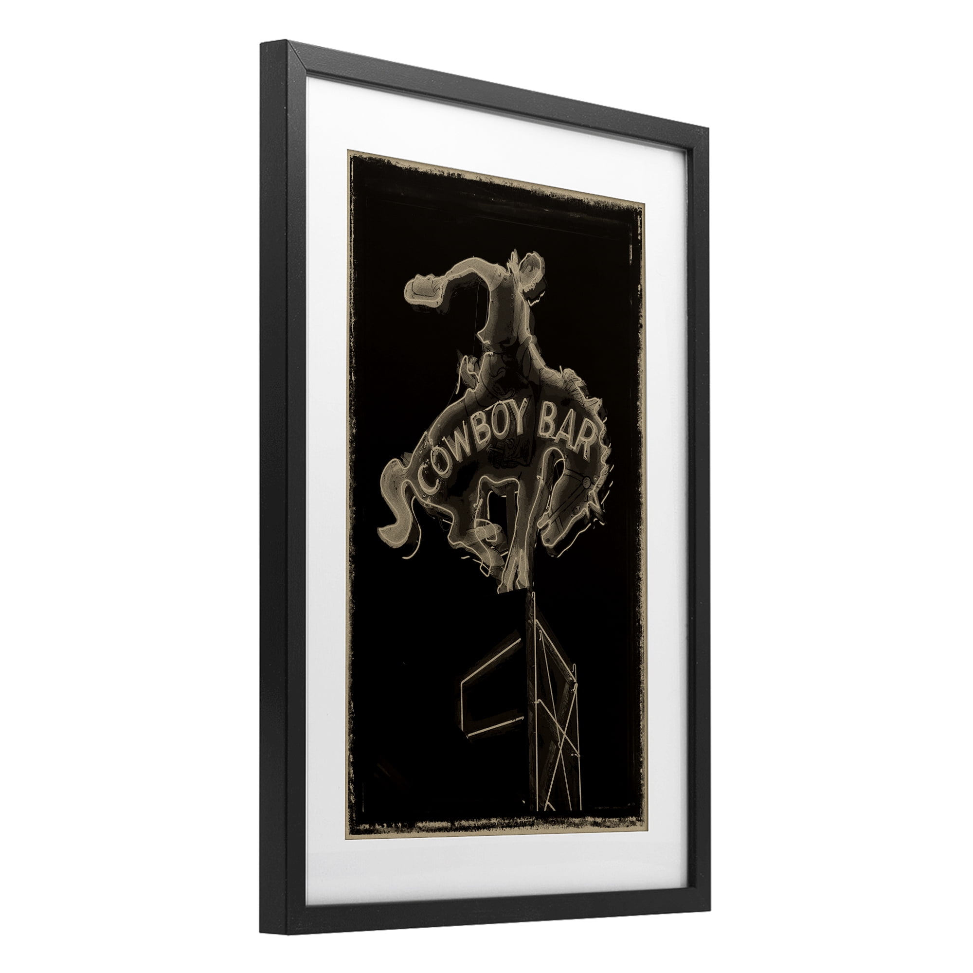 Stupell Industries Cowboy Bar on Black Black Framed Print Under Glass, design by Grotto Studios