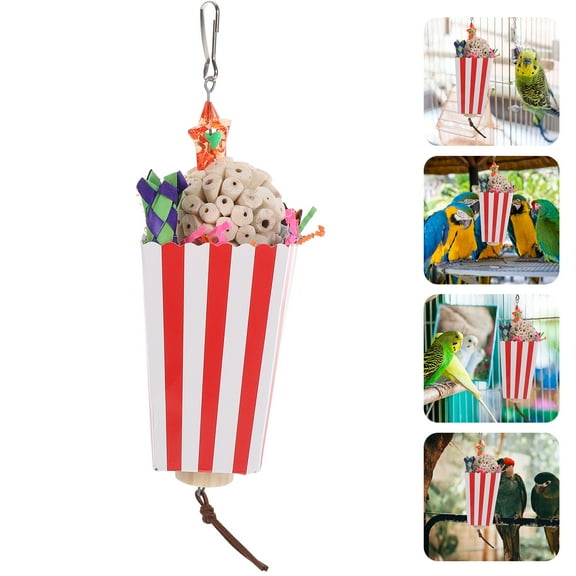 WHAMVOX Wooden Foraging Toy for Parrots and Large Birds Assorted Color Safe Chew Cage Accessory 4.5 Inches