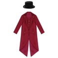 thumbnail image 3 of Aiihoo Kids Tailcoat Jacket Medieval Steampunk Frock Coat with Felt Top Hat Gentleman Outfit Burgundy 16, 3 of 7