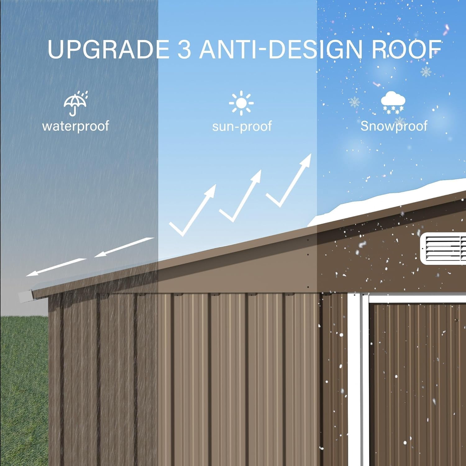 Kullavik 10' x 8' Metal Storage Shed with Lockable Sliding Doors, Air Ventilation Design - Outdoor Utility Shed for Garden, Backyard, Patio, and Lawn Tools