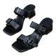 thumbnail image 2 of Sandalias de tacón con doble hebilla para mujer Sandalias informales de verano antideslizantes con punta abierta ajustable Negro 39, 2 of 8