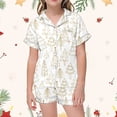 thumbnail image 2 of Bjutir Girl Pajamas Casual Christmas Printed Button Down Collar Short Sleeve Top Shorts Pajama Set Crew Neck Cute Print Kids Sleepwear,2-3 Years, 2 of 5