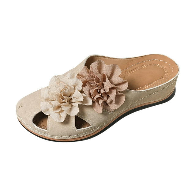 SEAOPEN Rhinestone Sparkly Slide Sandals,Summer Strappy Flat Slip on Sandals Cross Strap Open Toe Summer Flat Shoes Size 6.5 White