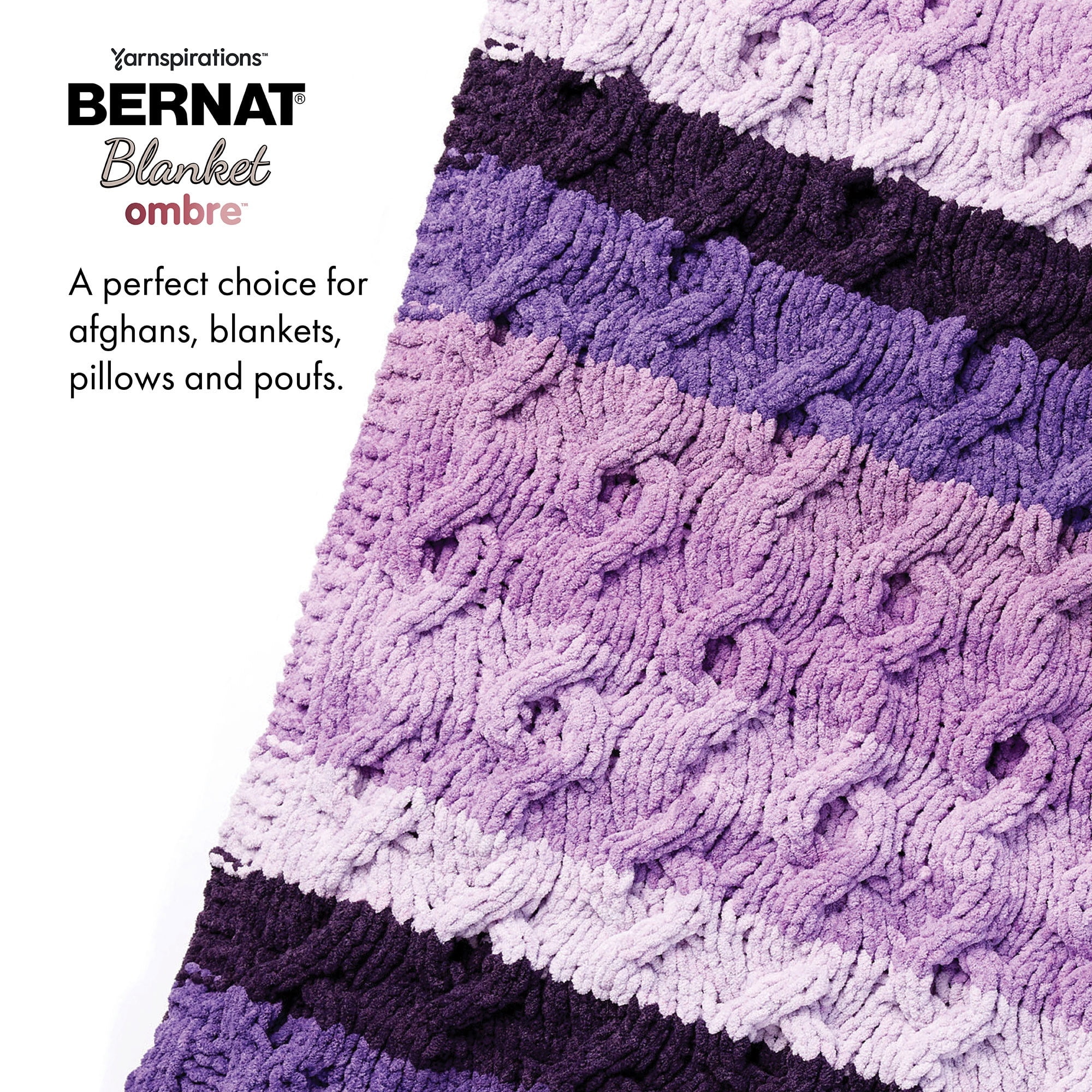 Bernat® Fil Couverture Ombre™, Polyester #6 Super Volumineux, 10,5oz/300g, 220 Yards Fil de décoration intérieure doux ombré