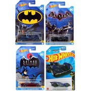Hot Wheels Batman Batmobile Set of 4 Diecast Vehicles from Basic and Premium Basic Releases Bundle, Maroon