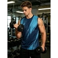 thumbnail image 4 of Men's Tank Tops Quick Dry Workout Swim Beach Shirts Athletic Sleeveless Shirts Stripe Blue M10 3XL, 4 of 9
