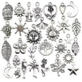 thumbnail image 2 of U8MO 10/30pcs Leaf Flower Antique Silver Charms Pendants for Jewelry Making DIY-23# 10pcs leaf 9x19mm, 2 of 9