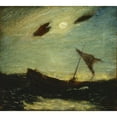 thumbnail image 2 of Albert Pinkham Ryder 16x15 Gold Ornate Wood Frame and Double Matted Museum Art Print Titled - Moonlight (1887), 2 of 4