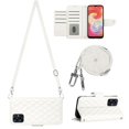 thumbnail image 2 of SaniMore Case for Samsung Galaxy A05, PU Leather 3D Lattice Stylish for Girls Crossbody Lanyard Flip Kickstand Card Slots Cash Pocket Magnetic Clasp Full Protective Shockproof Wallet Shell, White, 2 of 9