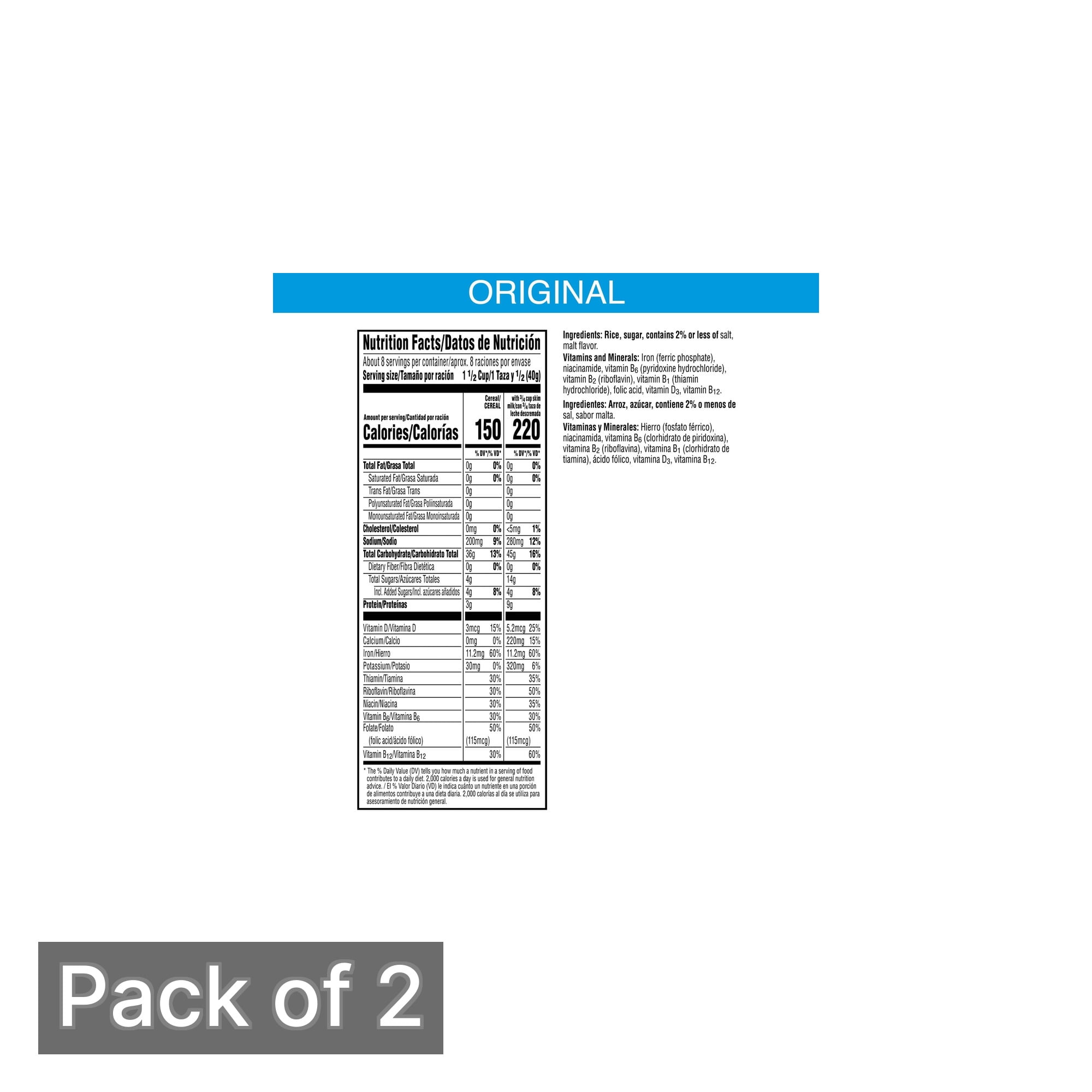 Rice Krispies Breakfast Cereal, 12 oz Box (Pack of 2)