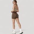 thumbnail image 5 of Women's Ribbed Seamless Biker Shorts with Stretch Fabric and Smooth Fit - Large, Brown, 5 of 7