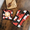 thumbnail image 5 of Red and Black Modern Art Geometric Kitchen Oven Mitt and Pot Holder Sets 2 Pcs for Baking, Cooking and Grilling, Heat Resistant Up To 392 °F, 5 of 7
