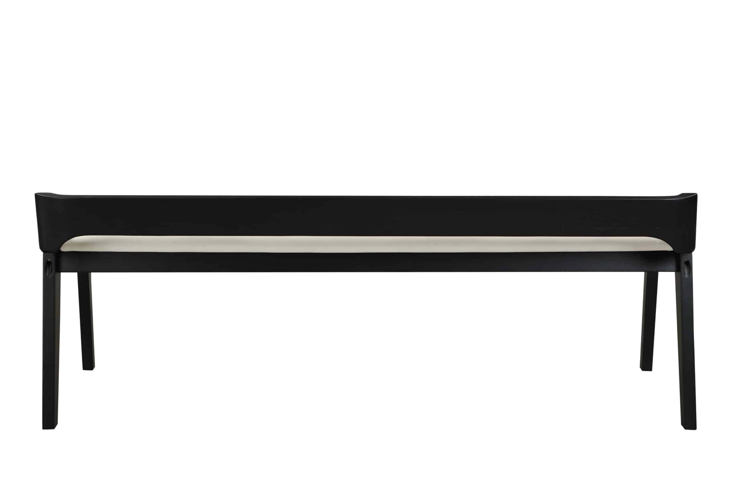 Rasmus Cream Faux Leather Wood Dining Bench - Black Finish