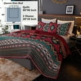 thumbnail image 6 of Boho Quilt Set Queen Size - Lightweight Bohemian Bedspread for Bedroom Decor – Includes Quilt and Shams (Red), 6 of 8