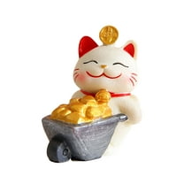 Lucky Cat Statue Mini Japanese Resin Money Cat - Maneki Neko Lucky Cat Statue Figurines with Gold, Caishen Cat Home Decoration Ornament Feng Shui Figurine