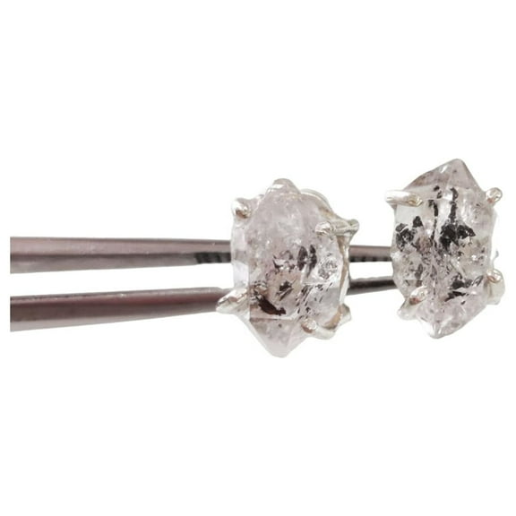 Rough Herkimer Diamond Stud Earring, Natural Herkimer Diamond Earring, Birthstone, Womens Earring, 925 Sterling Silver, Christmas, Thanksgiving, Mens Studs Earring, Handmade Jewelry, Raw Studs Earring