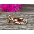 thumbnail image 2 of 10k Rose Gold 2.75 Carat 6mm Round Cut Champagne Diamond Moissanite Trio Set Engagement Ring Halo Stacking Matching Band, 2 of 6