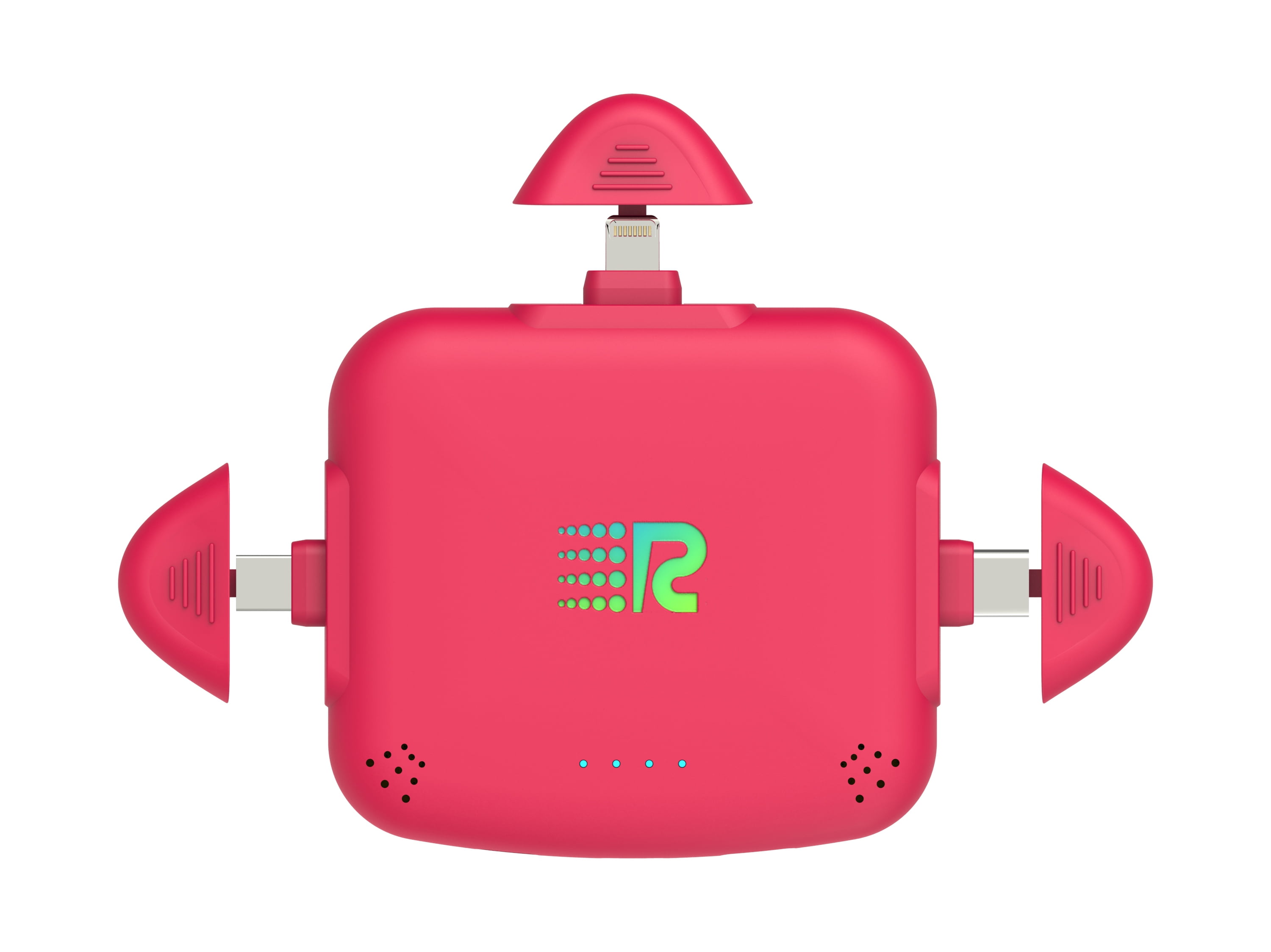 Rush Charge Universe 3 in 1 Portable Charger – 3300mah, 2.4A High-Speed Fast Charging Compatible with iPhone and Android Lightning, Type C, Micro-USB Charges 3 Devices at a Time Pre-Charged RC33 Red