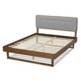 thumbnail image 4 of Baxton Studio Natalia Mid-Century Modern Light Grey Fabric Upholstered and Ash Walnut Finished Wood King Size Platform Bed, 4 of 7