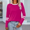 thumbnail image 5 of VISALY Long Sleeve Shirts Business Casual Tops Tunic Tops Crewneck Pullover Sweatshirts for Women Autumn Winter Loose Fit T Shirts Comfortable Fashion Blouses Basic Sweatshirts Hot Pink Xxl, 5 of 6
