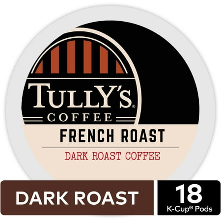 - Tully's Coffee French Roast, Keurig K-Cup Pods, Dark Roast, 18 Count