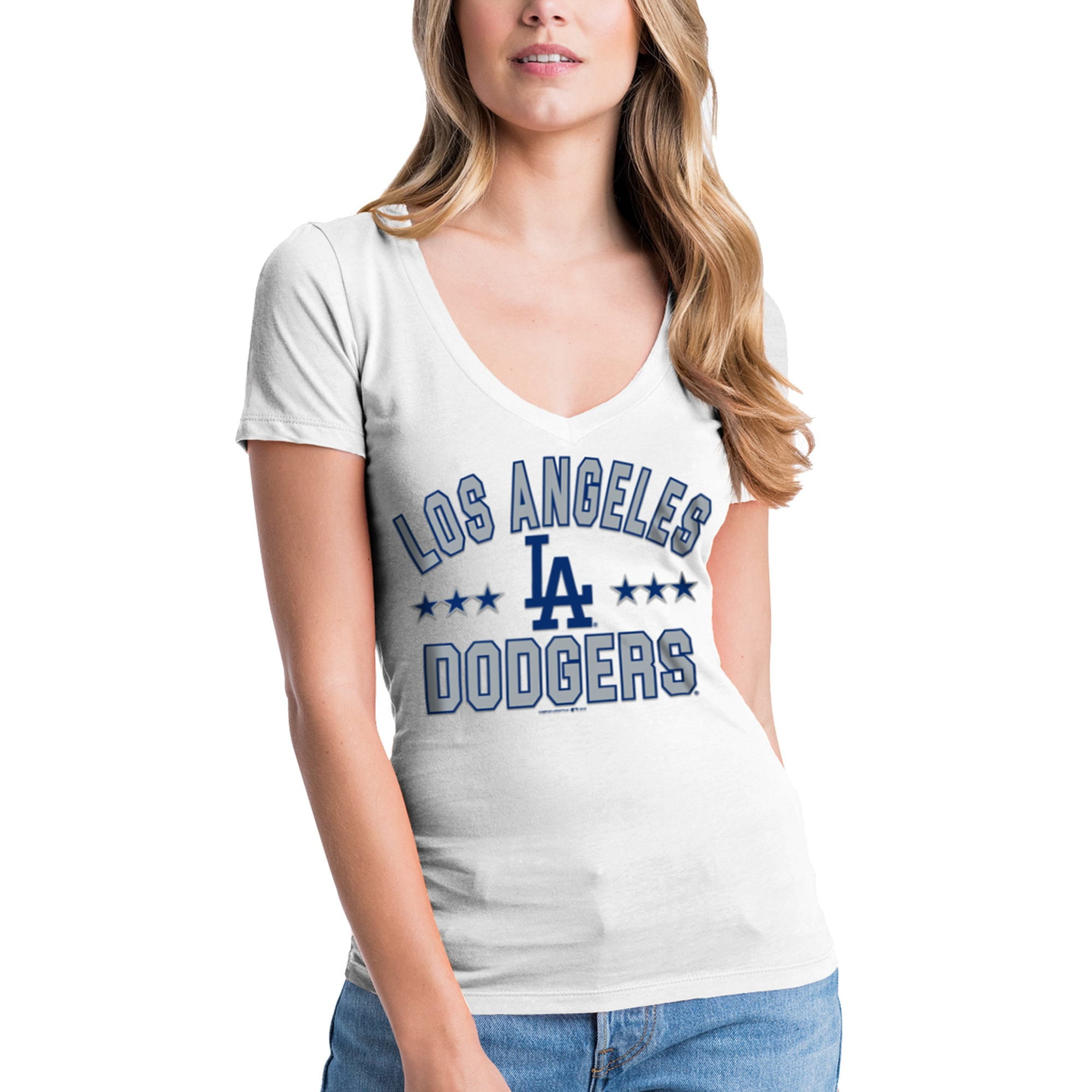 Era White Los Angeles Dodgers V-Neck 