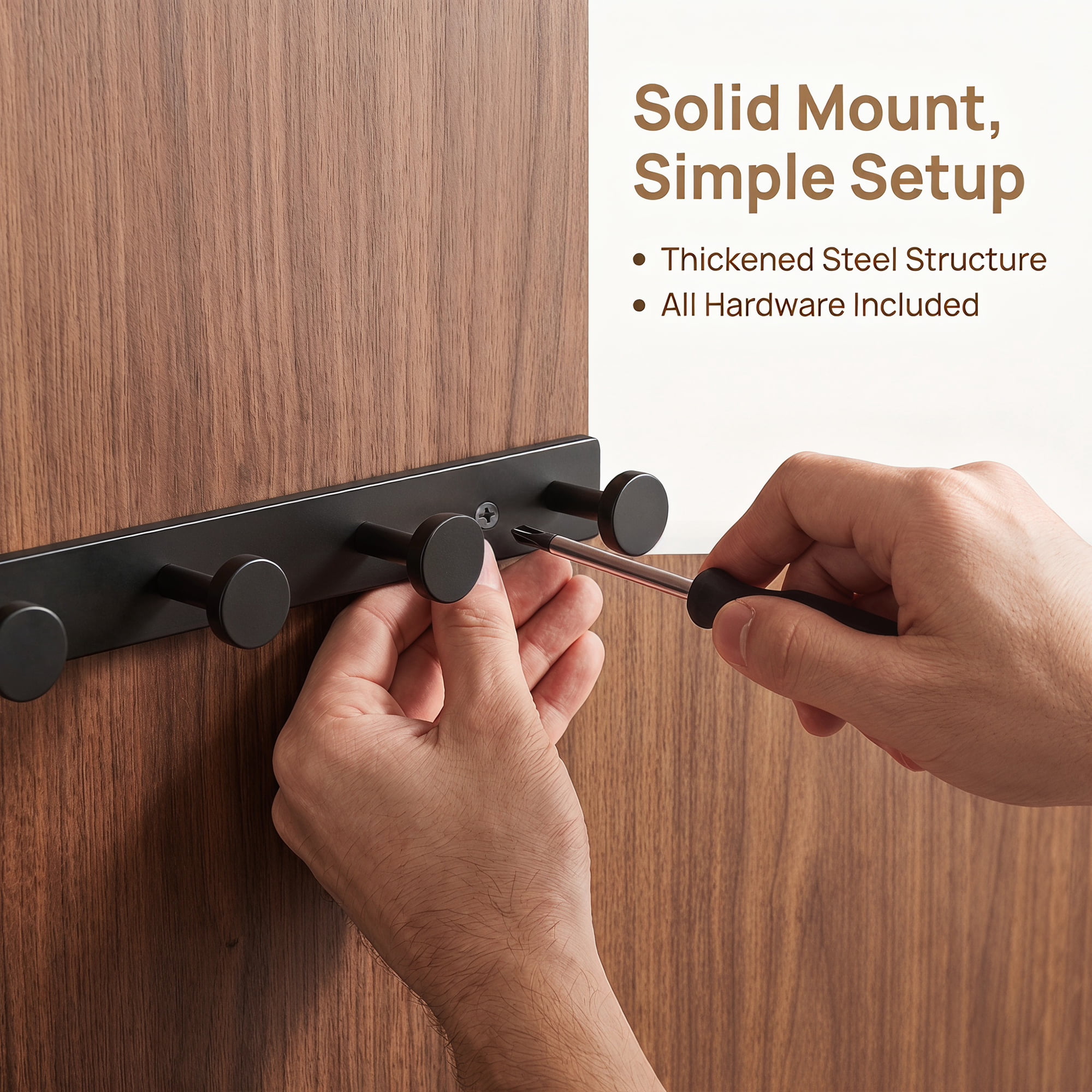 Unique Bargains Coat Rack Wall Mount Aluminum Hook Hat Rack for Entryway Black 16.1" x 1.2"