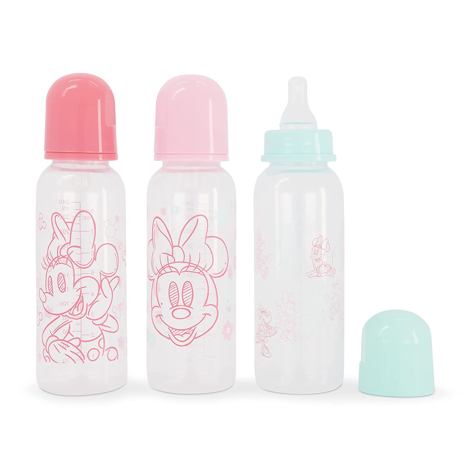 BABY BOTTLE SET 3 - GIRLS - MINNIE MOUSE - SKETCH AQUA - DISNEY 9 oz BPA  FREE - Walmart.com