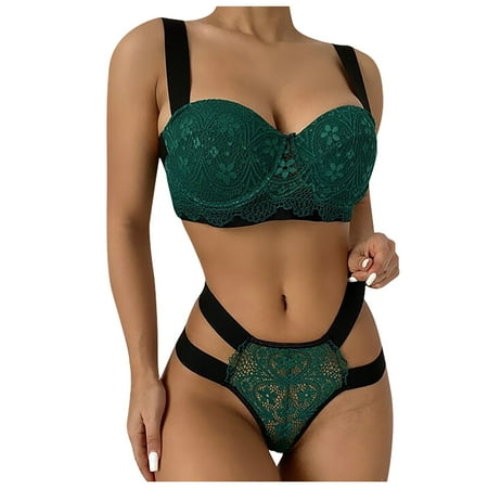 

Follure Lingerie for Women Strap Lace Crochet Cutout Teddy Embroidery Gauze Underwear