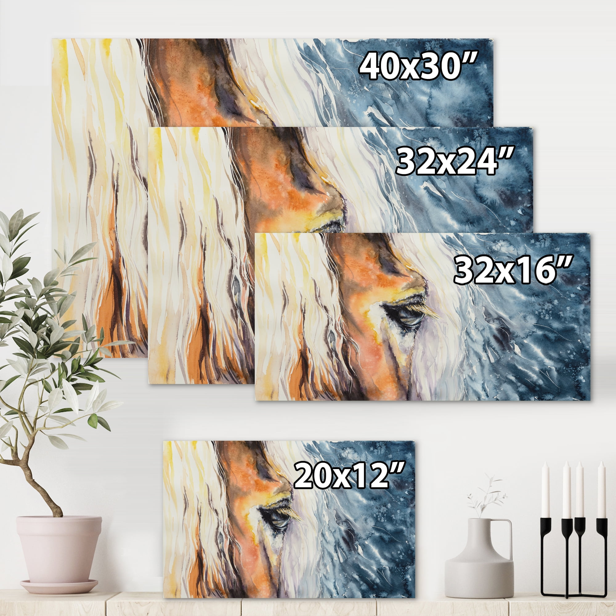 Designart ' Abstract Close-Up of A Beautiful Horses Eye II ' Farmhouse Canvas Wall Art Print