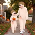 thumbnail image 2 of Big Mouth Monster Onesie Costume Set with Comb Prop and Shoes,Funny Jumpsuit for Halloween Dress Up and Costume Parties,Beige Size 120, 2 of 6