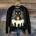 thumbnail image 6 of Towmus Halloween Sweatshirts for Women Long Sleeve Cute Cat Printed Sweatshirt Crew Neck Graphic Pullover Tops, 6 of 6