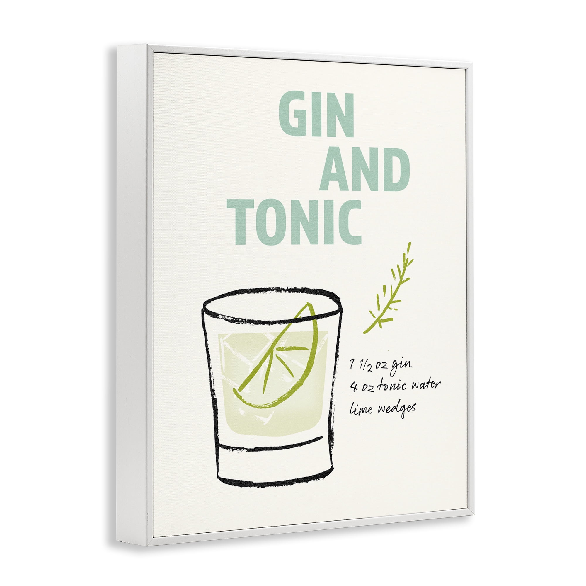 Stupell Industries Gin & Tonic Recipe Food & Beverage Painting White Framed Art Print Wall Art, 11 x 14