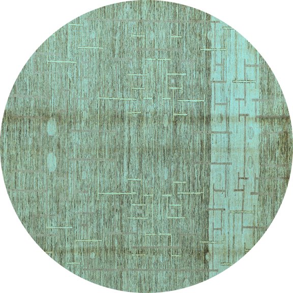 Ahgly Company Indoor Round Oriental Light Blue Modern Area Rugs, 3' Round