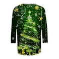 thumbnail image 5 of Gamivast Womens Christmas Shirts Plus Size Round Neck Shirt Funny Xmas Holiday Trees Santa Graphic 3/4 Sleeve Tee Loose Winter Snowman Family Holiday T-Shirt Blouse 5XL, 5 of 6