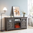 thumbnail image 2 of laibo Fireplace TV Stand for 65 Inch TV, Modern Farmhouse Rustic TV Cabinet with 18'' Electric Fireplace, Entertainment Center Television Console Table with Glass Barn Doors for Living Room, White, 2 of 7