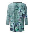 thumbnail image 5 of Fznquz Comfort Womens Tops 3/4 Sleeve Casual Blue Shirts Floral Crew Neck Summer Blouses, 5 of 5