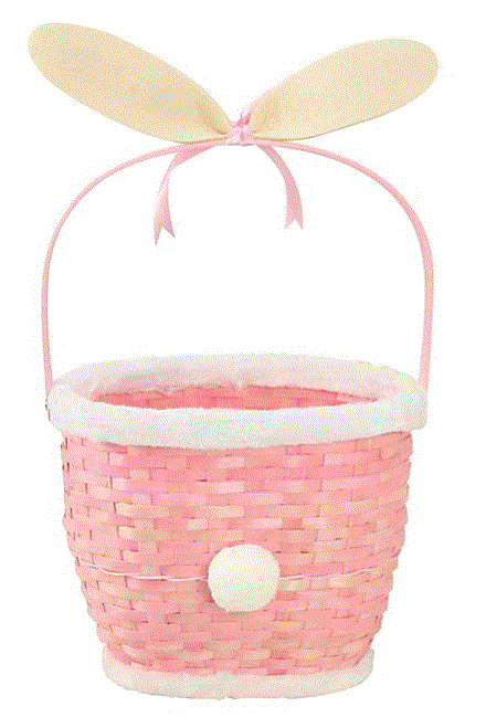 Fabric storage basket Easter basket easter bunny fabric basket floral basket coral pink white
