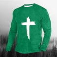 thumbnail image 2 of Moxiu Christian Shirts for Men Faith Jesus Cross Print Long Sleeve Graphic Tee Shirts Casual Stylish Crewneck Pullover Tops Green,XXL, 2 of 3
