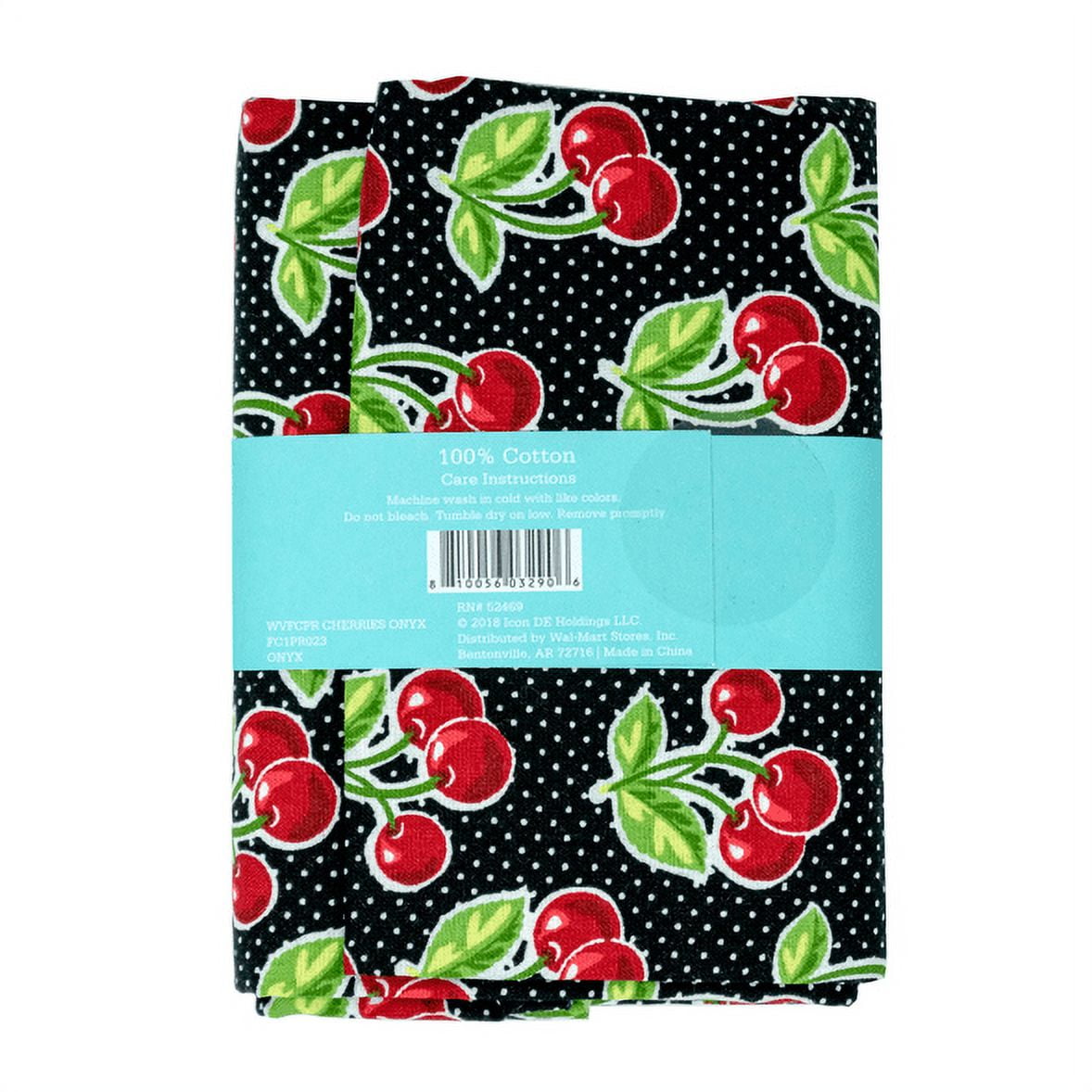 Waverly Inspirations 1 Yard Cut 100% Cotton Prints Fabric Cherries Onyx 44" Wide for Quilting & Sewing