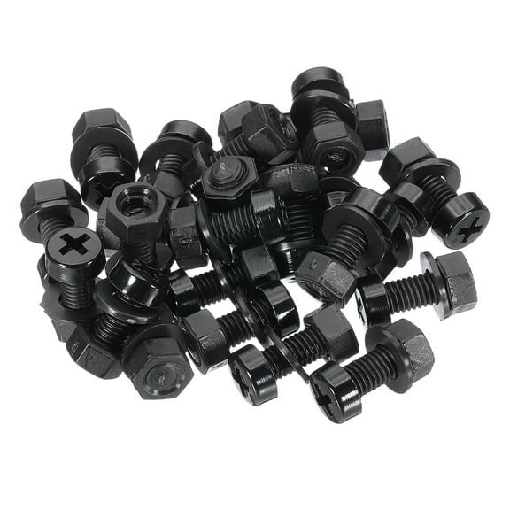 Uxcell M5x12mm Black Nylon Bolts Plastic Nuts Full Thread Head Screws and Nuts Set for Industrial Home Fastening Projects, 24 Sets