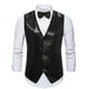 thumbnail image 1 of pstuiky Camisetas interiores de tirantes para hombre, Blusa sin mangas con cuello en V, botones y pajarita con bolsillos estampados a la moda para hombre Chaleco para hombre l, 1 of 3