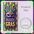 thumbnail image 2 of Purple Mask Mardi Gras Banner Colorful Feathers Carnival Display Golden Decorations Pattern Masquerade Backdrop for Mardi Gras Party Masquerade Ball Festival Celebration, 2 of 4