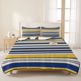 thumbnail image 3 of Queen Quilt Set 90''x96'', Navy Blue Yellow Striped Lightweight Summer Bedspread Coverlet Set with 2 Pillow Shams, Farmhouse Vintage Stripe Breathable All Season Quilt Bedding for Bedroom/Guest Room, 3 of 9