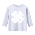thumbnail image 2 of T-Shirt de la Saint-Patrick pour Filles, Mignon T-Shirt Graphique à Manches 3/4 Col Rond avec Imprimé Irlandais, Hauts Décontractés Printemps Été pour Vacances, Fête d'Anniversaire et Usage Quotidien Blanc 110, 2 of 5