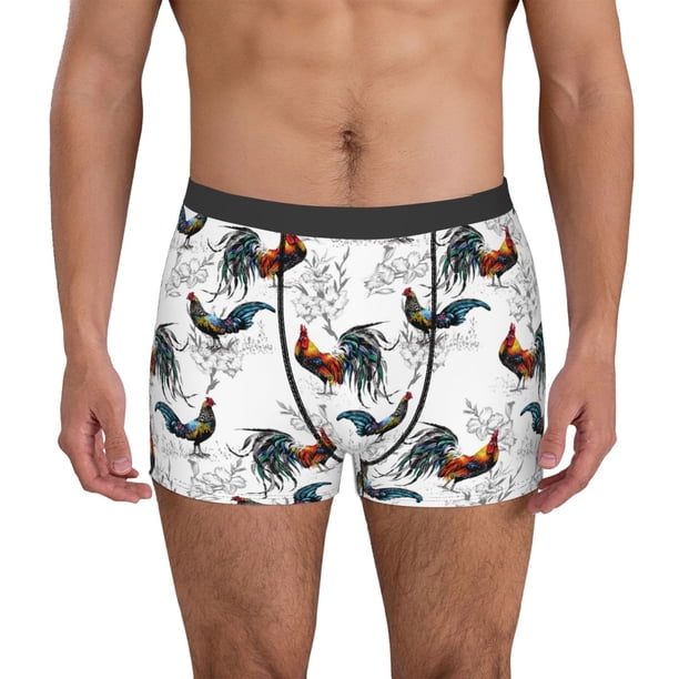Balery Cool Chicken Calzoncillos bóxer para hombre, ropa interior de algodón suave y transpirable con cinturilla de nailon-Large